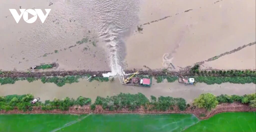 Vỡ đê ở Đồng Tháp, hàng trăm ha lúa chìm trong “biển nước”