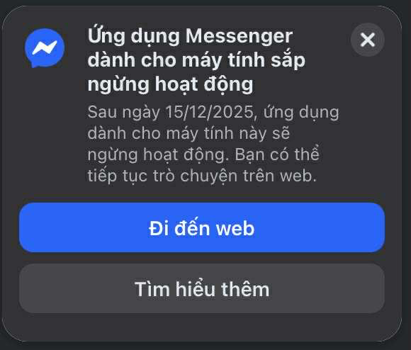 Meta dừng hẳn ứng dụng Messenger trên máy tính Mac và Windows